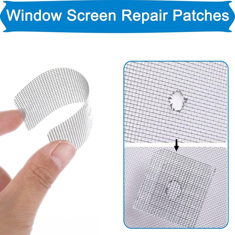 Vakerga 10 Sheets Window Screen Patches Repair Kit, Repair for Window and Door Tears Holes,Fiberglass Screen Tape Mesh Repair Suitable, 4"x 4"(10cm x 10cm) Gray - Image 4